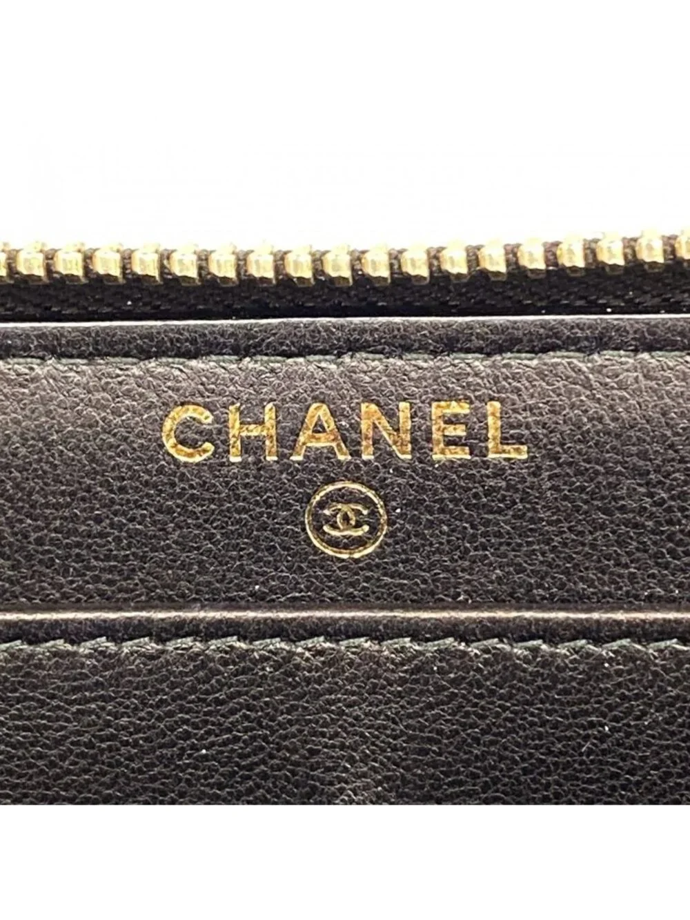 Chanel Wallet Che Blanc Leather Black Gold